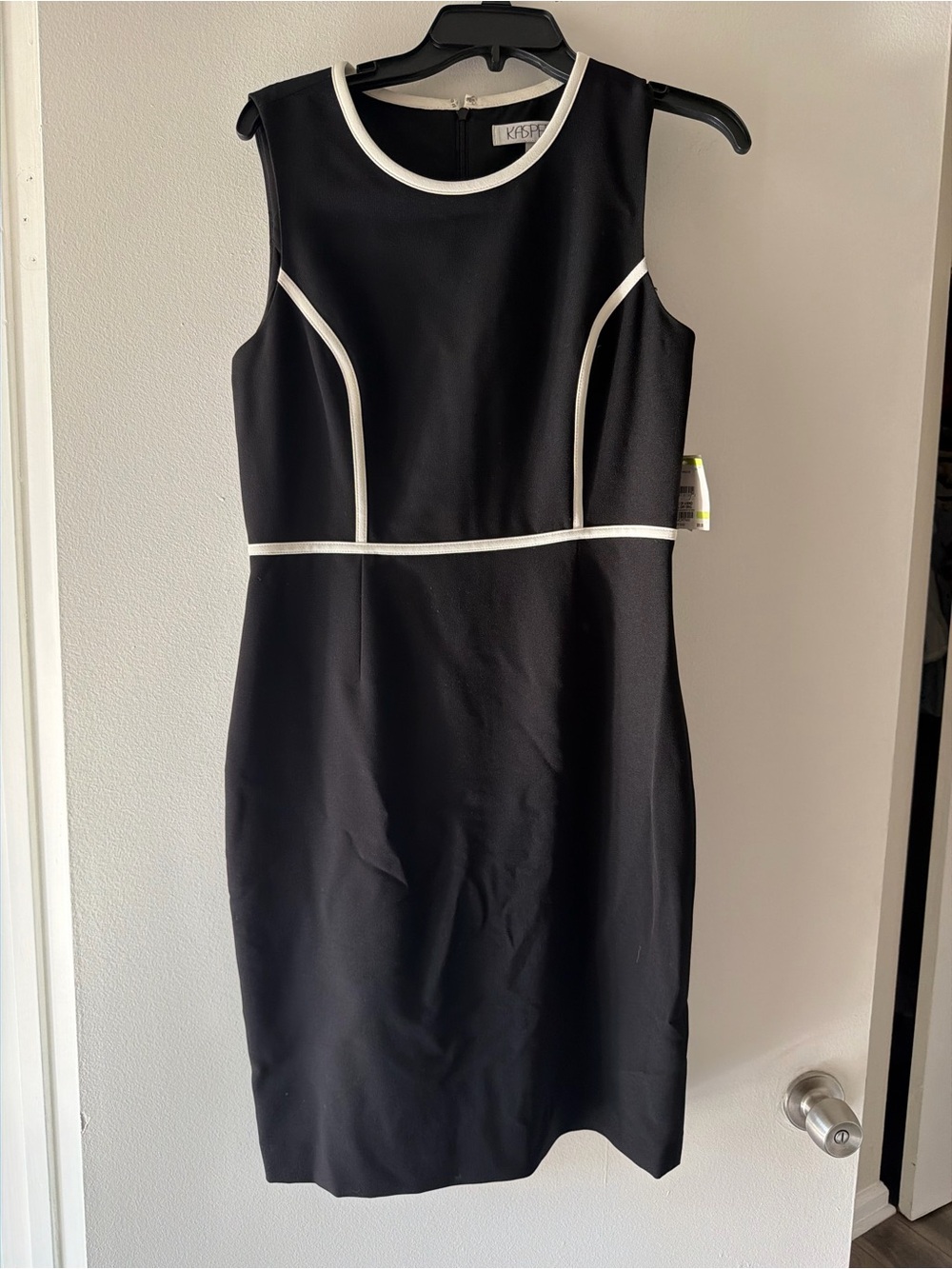 Kasper Black Sheath Dress with White Trim